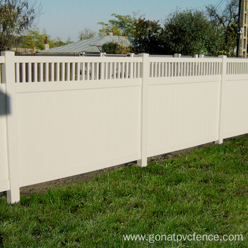 White PVC privacy fence panel with closed picket